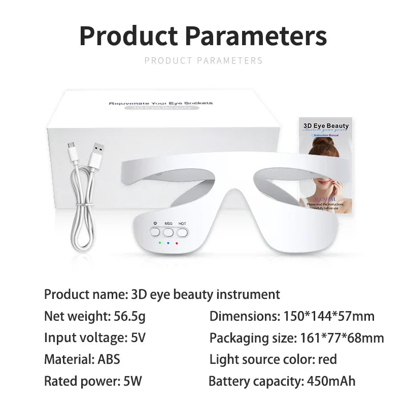 vilnason 3D Visual Eye Massager – Red Light, EMS Micro-Current, Heat for Dark Circle Appearance and Relaxation