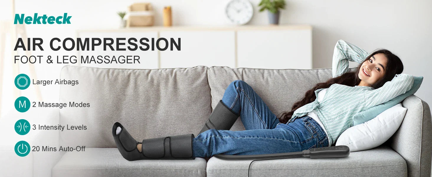 Selfika Air Compression Leg Massager with Adjustable Calf Wraps & Handheld Controller
