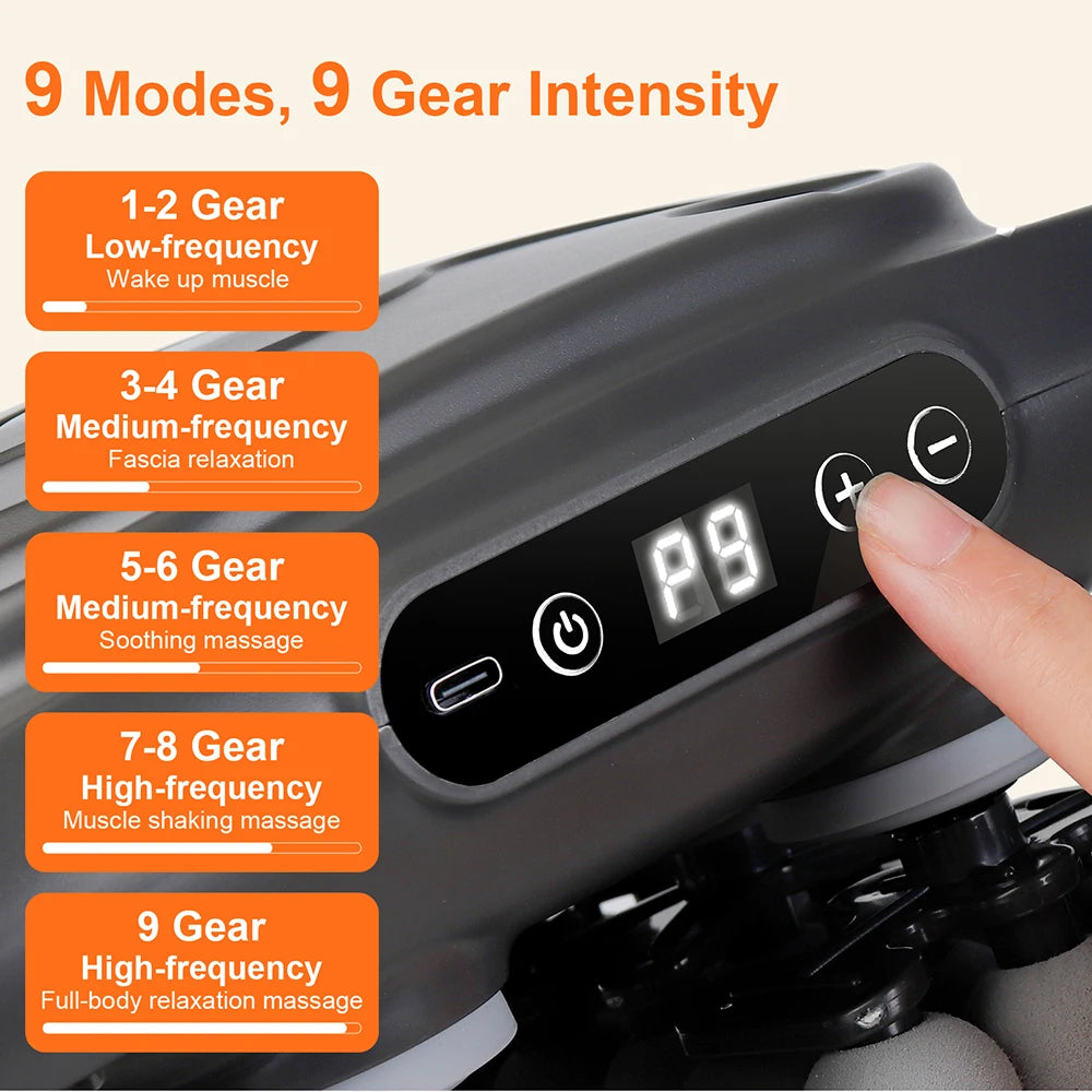 Selfika™ 42-Head Professional Fascia Gun – High-Frequency Deep Body Massager with Red Light Hot Compress & 50kg Thrust