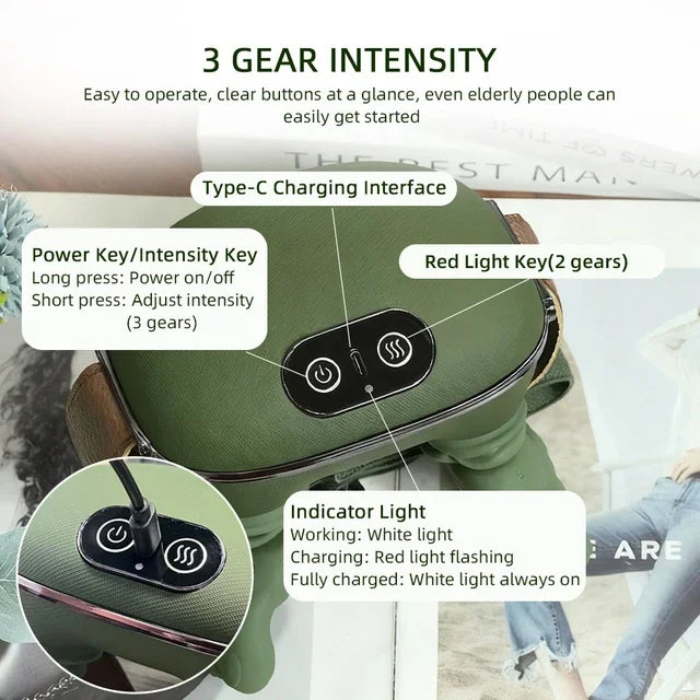 Selfika Wireless Finger-Simulated Neck and Shoulder Massager with Brushless Motor & Heat