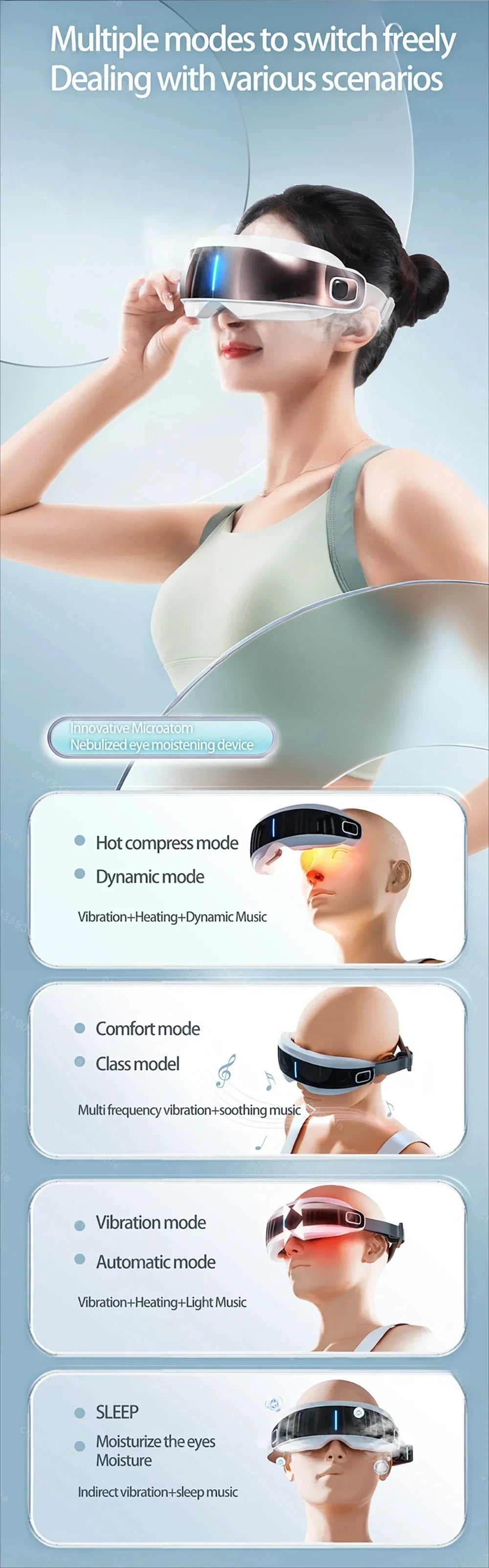BXA Steam Eye Massager Warm Spa – Kneading Acupressure Massage Heat and Bluetooth Relaxation Aid