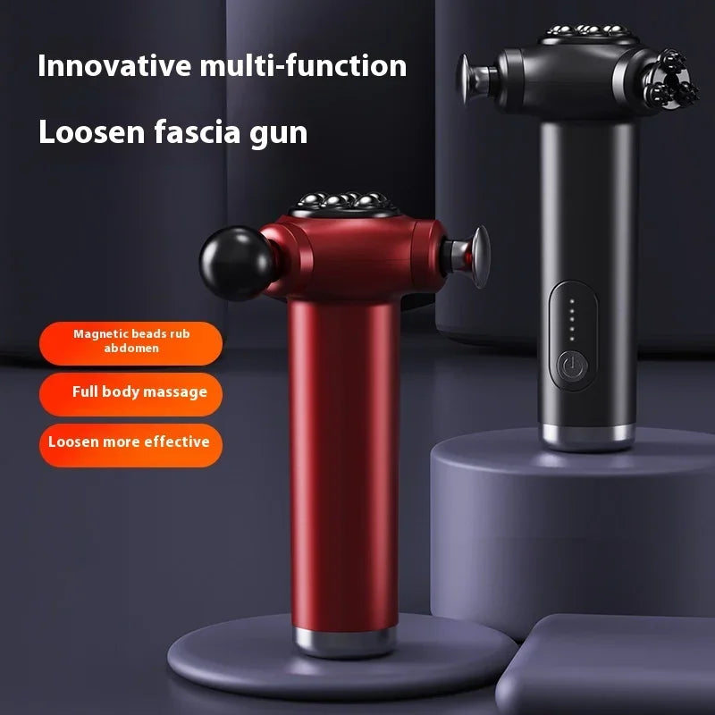 Selfika™ 3-Head Multifunctional Fascia Gun – Magnetic Bead Abdominal & Full Body Massager with 5-Speed Frequency Conversion