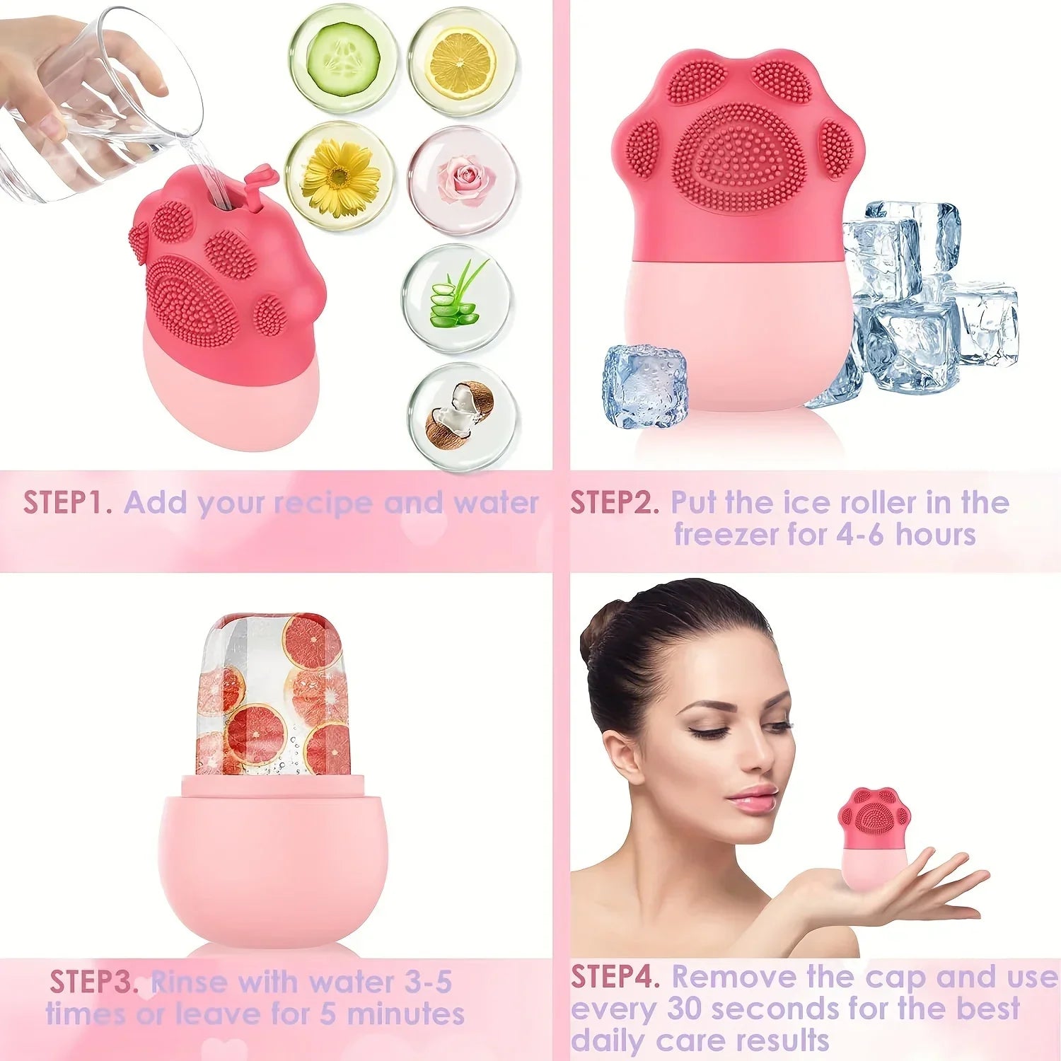 QWC Silicone 2-in-1 Ice Roller & Face Brush – Reduce Eye Puffiness, Skin Tightening Appearance Tool