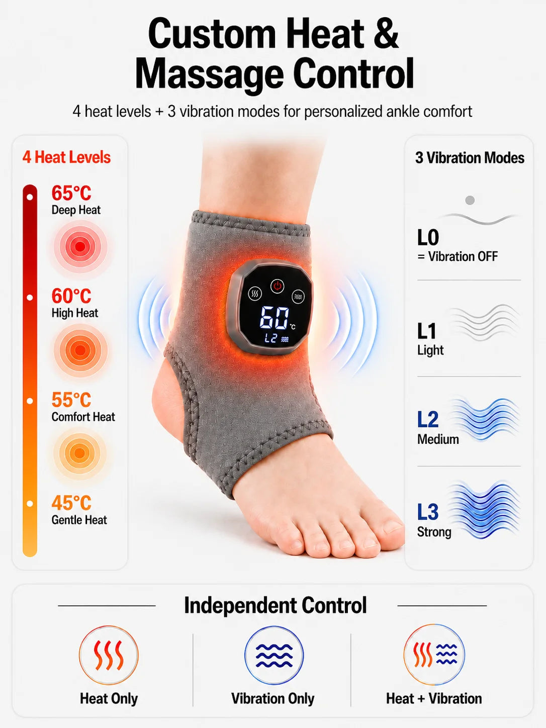 Selfika™ Portable Heated Ankle Massager Foot Brace Wrap