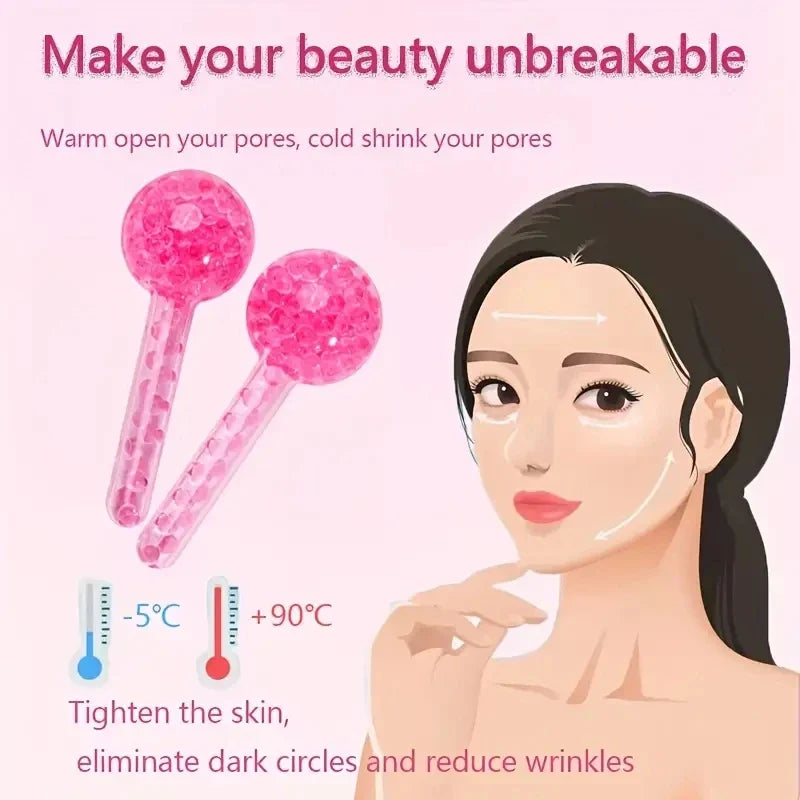 Generic 2Pcs Facial Ice Globes Set – Cooling Balls Massager for Face & Eyes, Reduces Puffiness Appearance