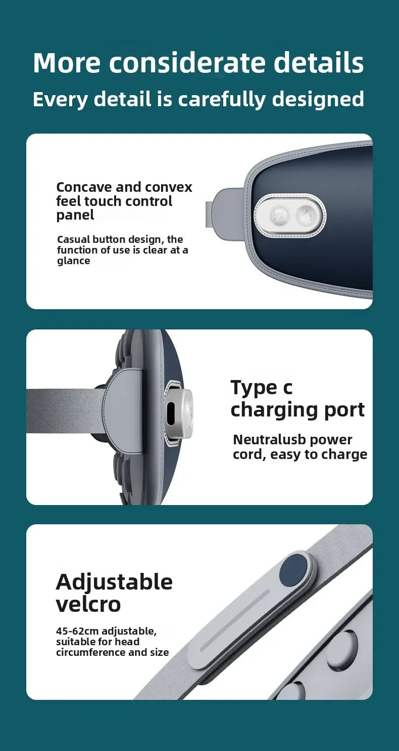 CAMMUO Electric Heated Eye Massager with 7 Massage Modes and Hot Compress for Relaxation
