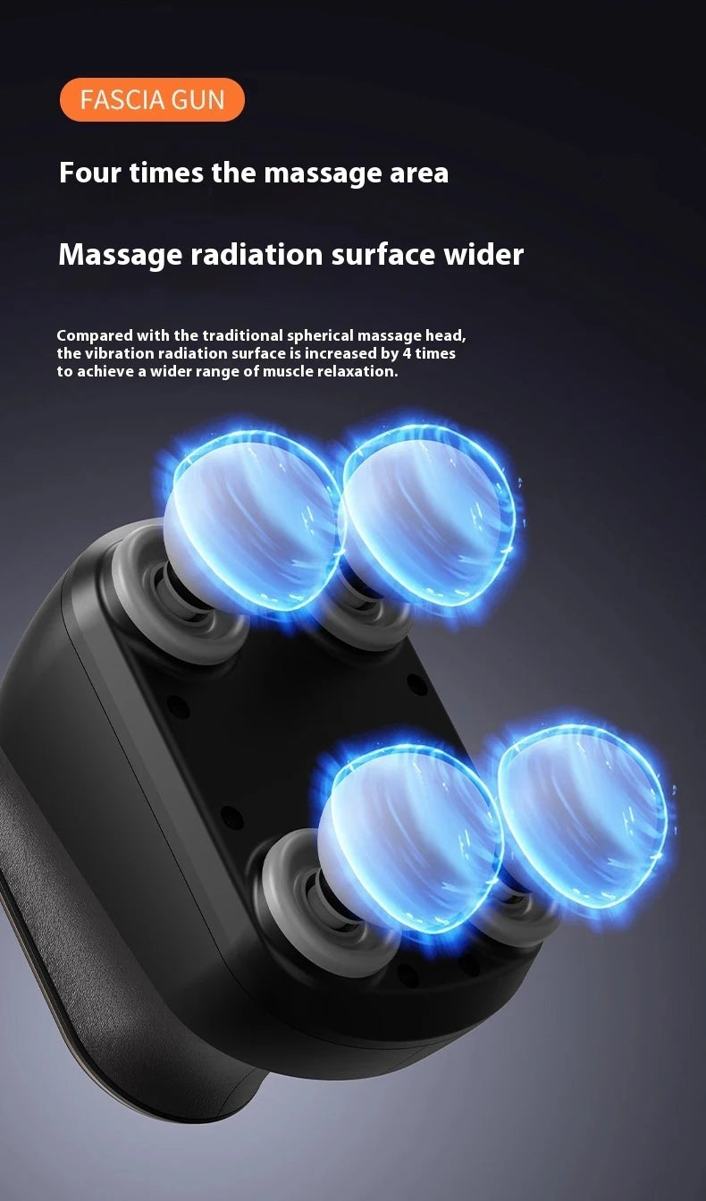 Portable Percussion Massager Gun – Four-Head Deep Tissue Fascia Relaxation Tool