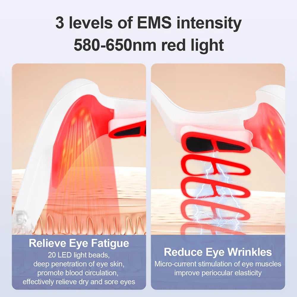 foreverlily Electric Eye Massager Glasses – EMS Microcurrent, Red Light, Warmth, Fatigue Relief