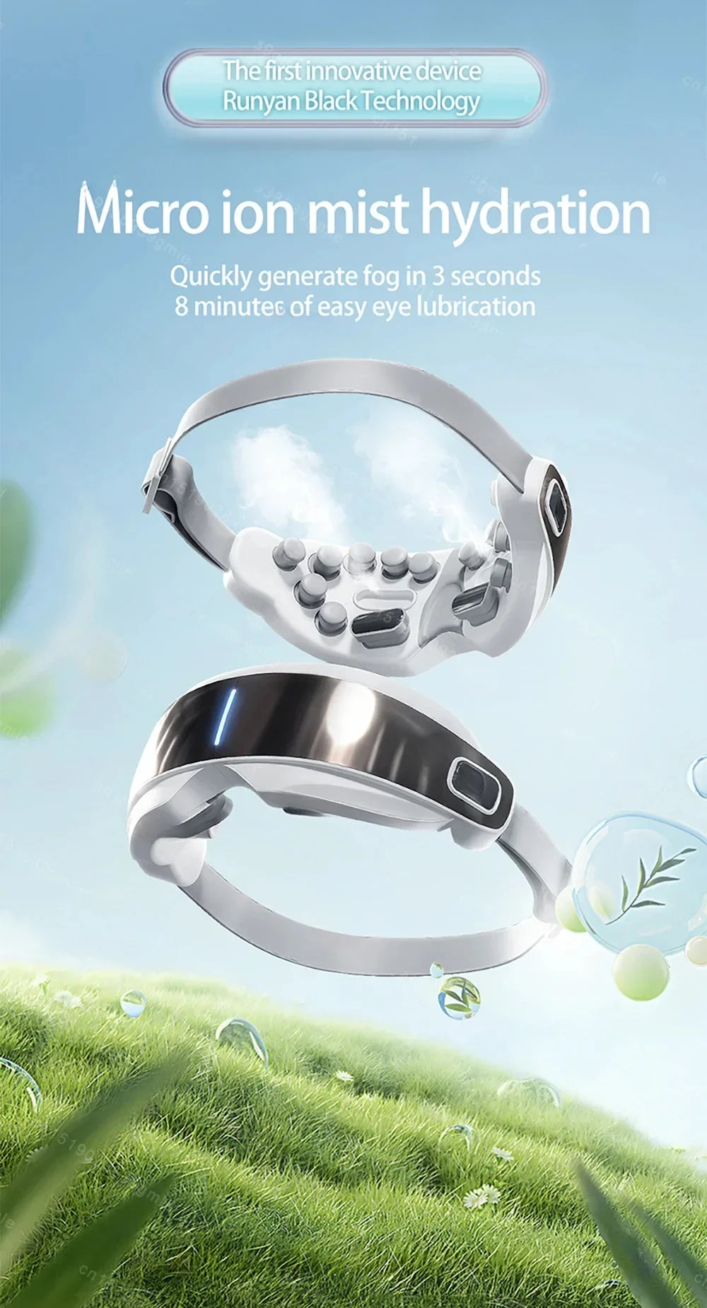 BXA Steam Eye Massager Warm Spa – Kneading Acupressure Massage Heat and Bluetooth Relaxation Aid