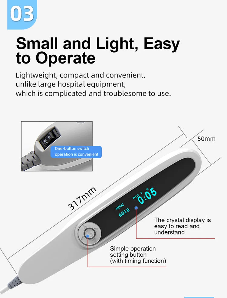 GLENN Handheld UV Narrow Band Light Source (311nm) – Cosmetic Skin Device, USB Powered
