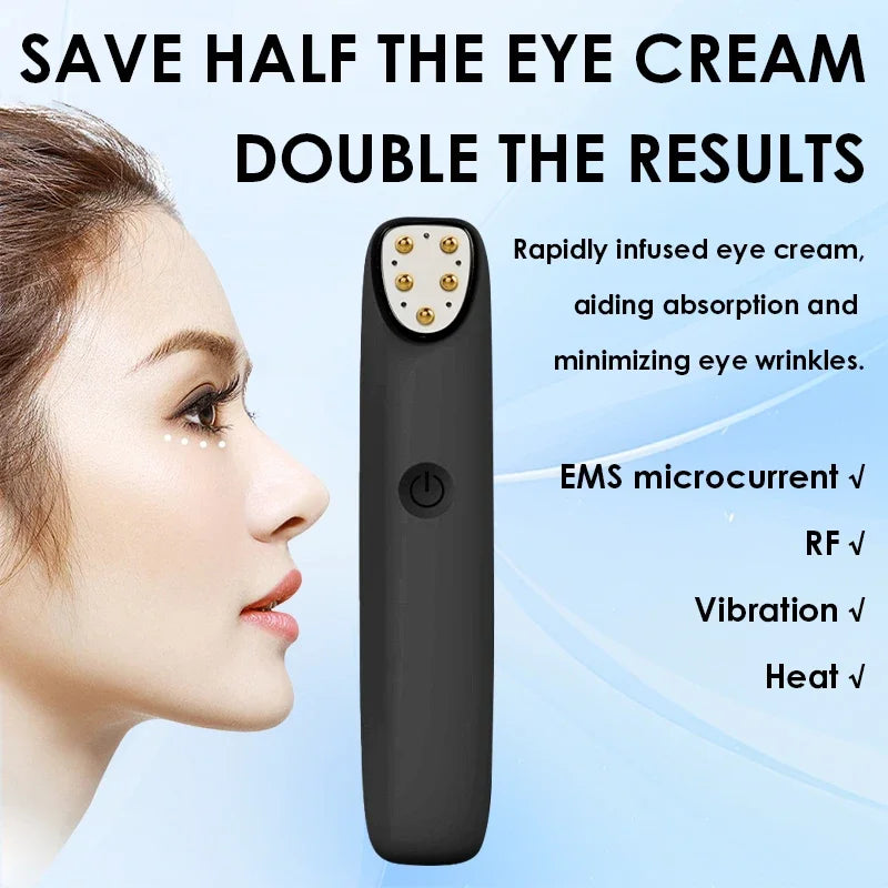 miitina Electric RF EMS Eye Massager Pen – Red Light, Vibration, USB Rechargeable Anti-Wrinkle Appearance