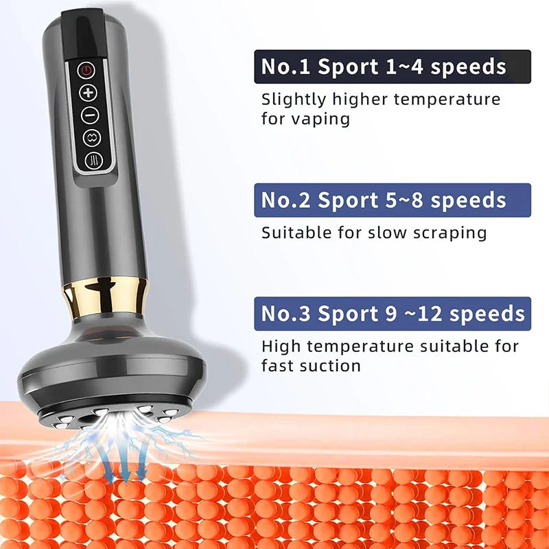 KEMOKO Electric Cupping & Gua Sha Massager – Vacuum Suction, Infrared Heat, 12-Level Adjustable