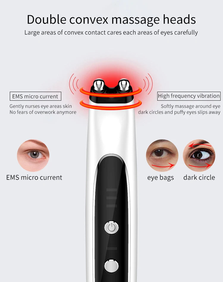 WEILIXUN EMS Microcurrent and Vibration Eye Massager – Skin Tightening Appearance and Eyebrow Lift Beauty Tool