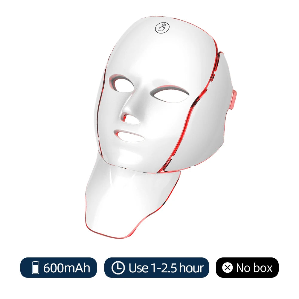 foreverlily 7-Color LED Face & Neck Light Therapy Mask – Wireless, Anti-Aging Appearance, Skin Tightening