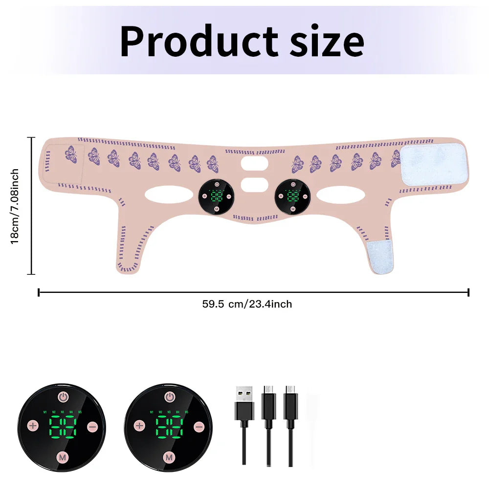 BINZIM EMS Facial Slimming Strap & Lifting Mask – Reduce Double Chin Appearance, USB Rechargeable