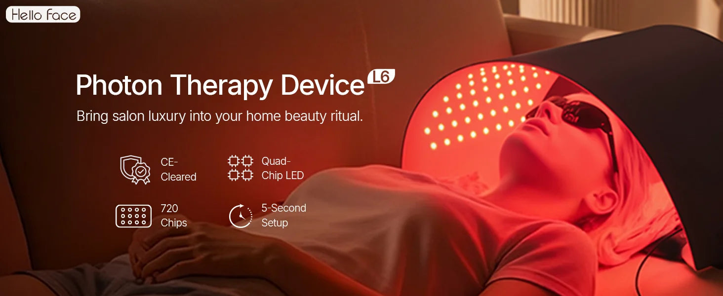 hello face 720-Chip LED Light Therapy Mask (Red, IR, Blue) – Face & Body Rejuvenation Appearance