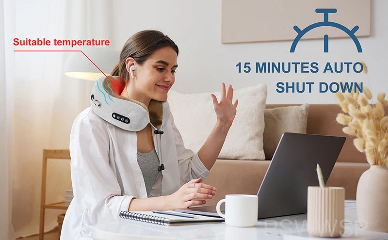 Selfika U-Shaped Memory Foam Electric Neck Massager with Deep-Tissue Kneading & Heat