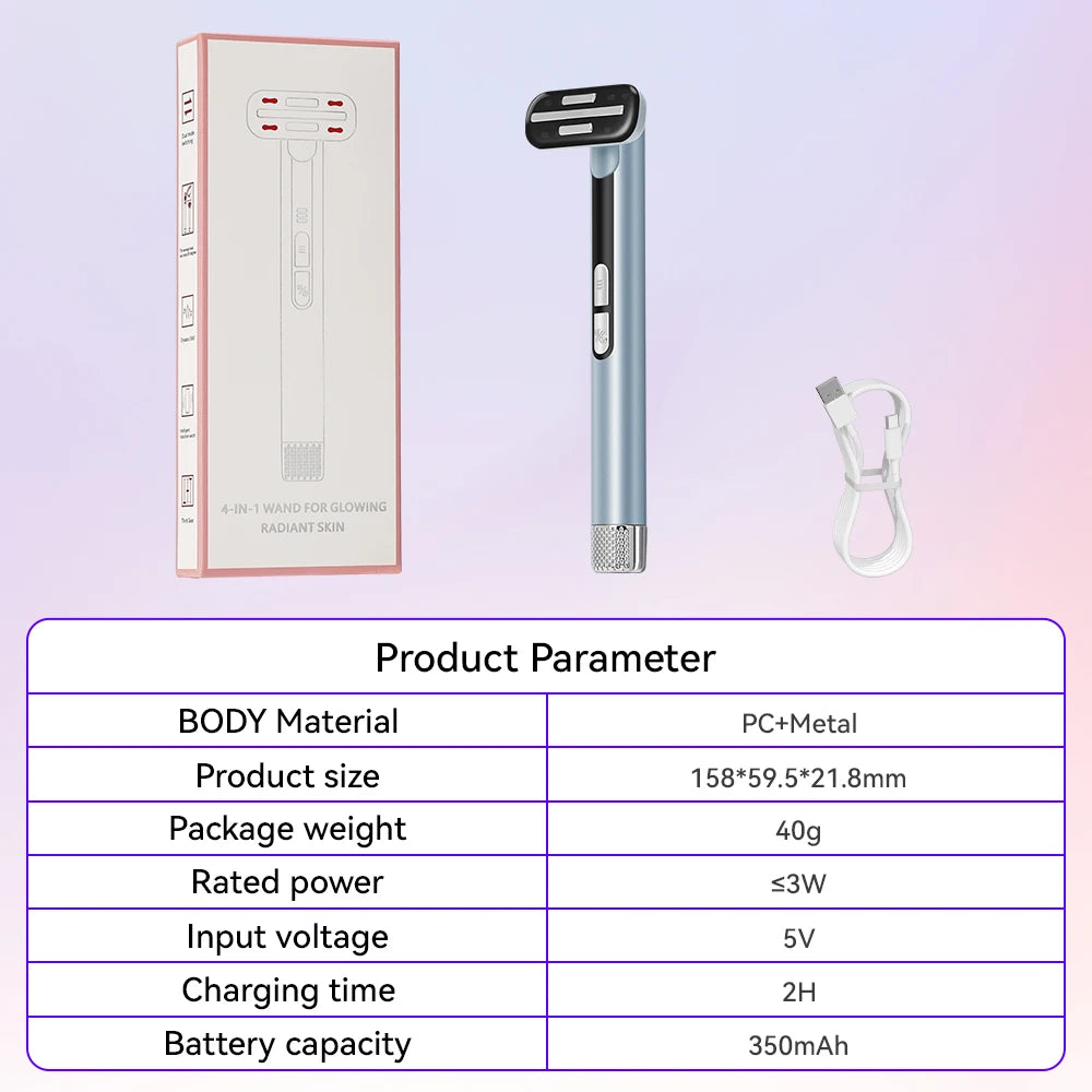 7 Colors LED Facial Wand with EMS Microcurrent and Thermal Therapy for Skin Care