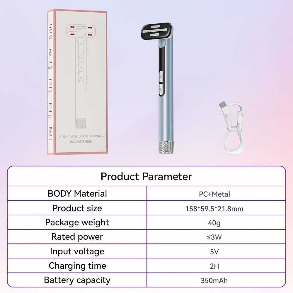 7 Colors LED Facial Wand with EMS Microcurrent and Thermal Therapy for Skin Care