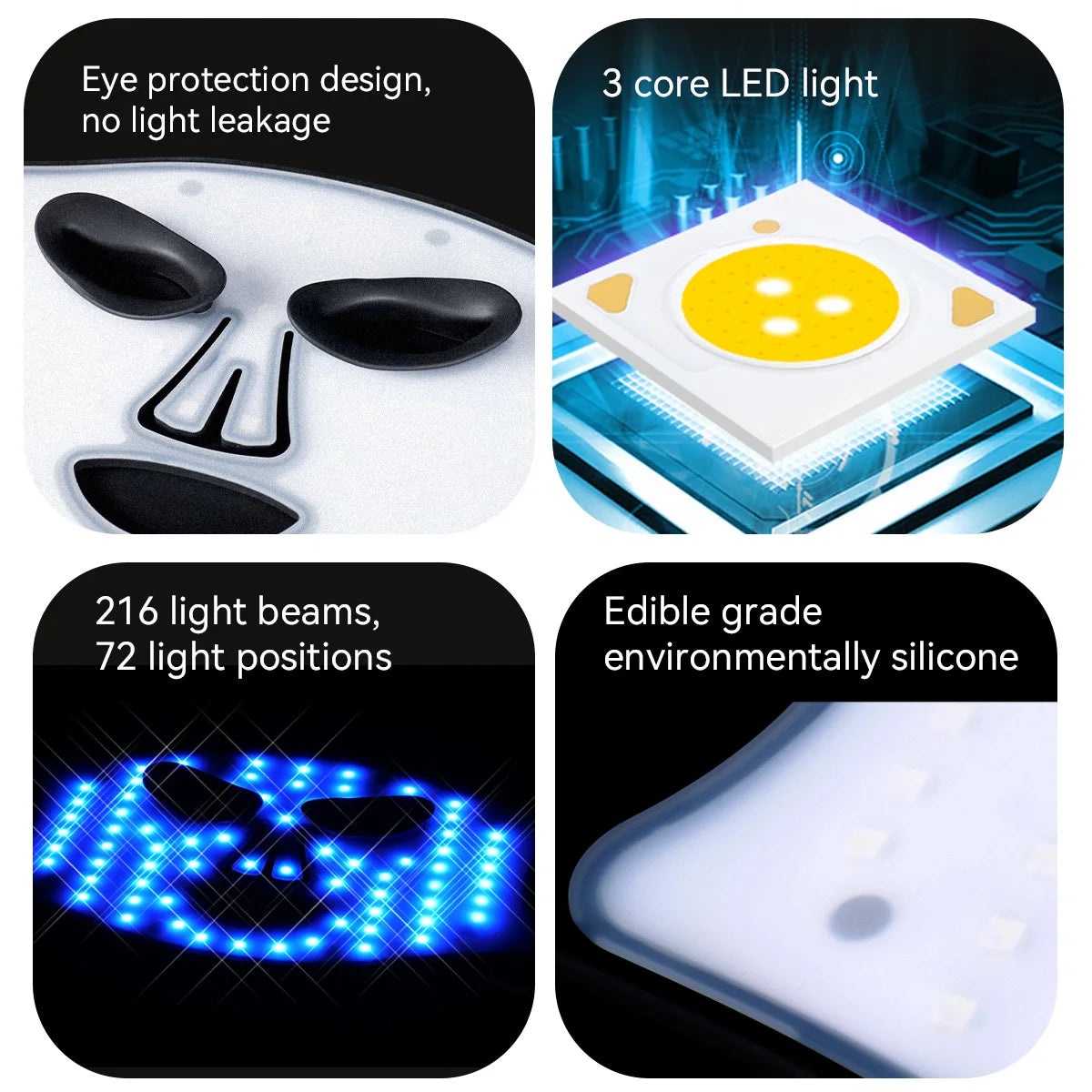hello face Portable LED Light Therapy Mask – Red, IR, Blue, Acne Appearance, Skin Rejuvenation Home Use