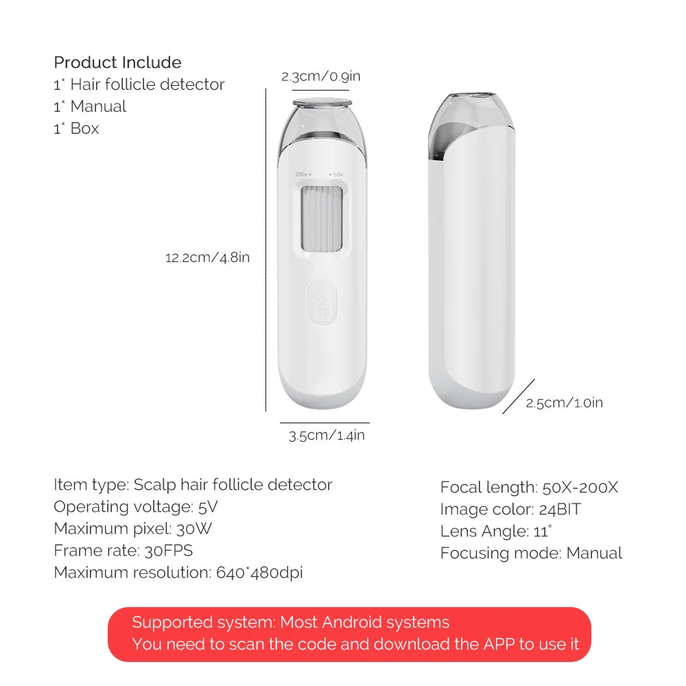 iebilif Hair Follicle Scalp Detector – 50X-200X Digital Analyzer, USB Powered for Home Use
