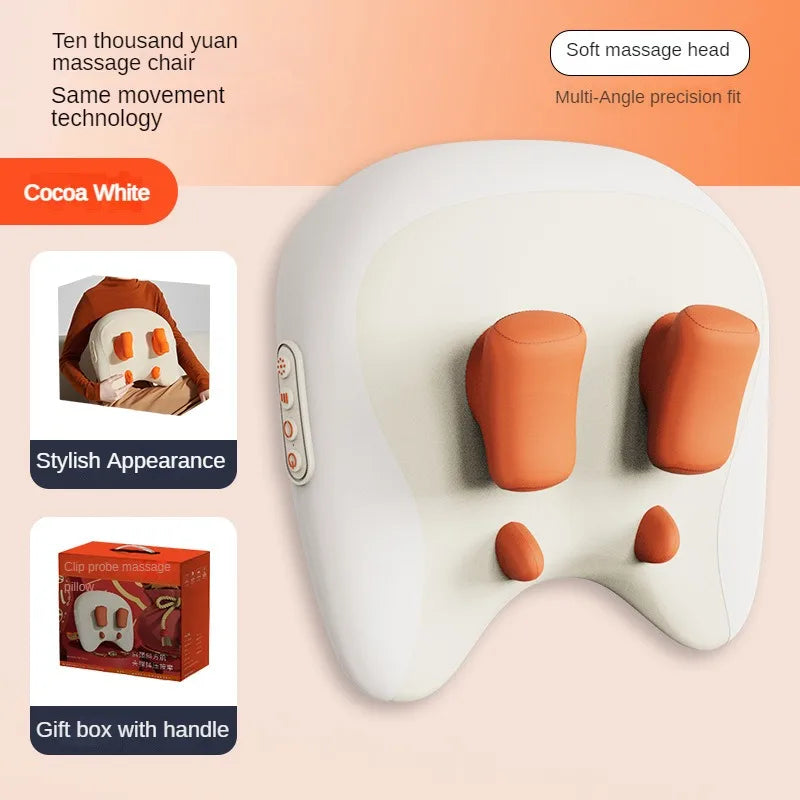 Wireless Electric Massage Pillow with Shiatsu Kneading and Heat for Neck and Waist