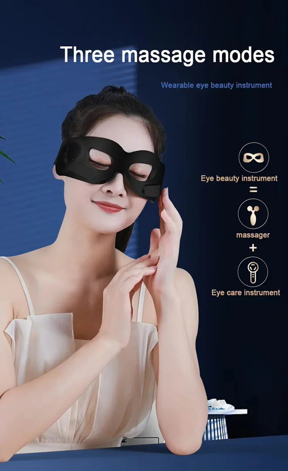 DH Beauty Wearable EMS Eye Massager Mask – Heated, Anti-Wrinkle Appearance, Dark Circle & Puffiness Relief