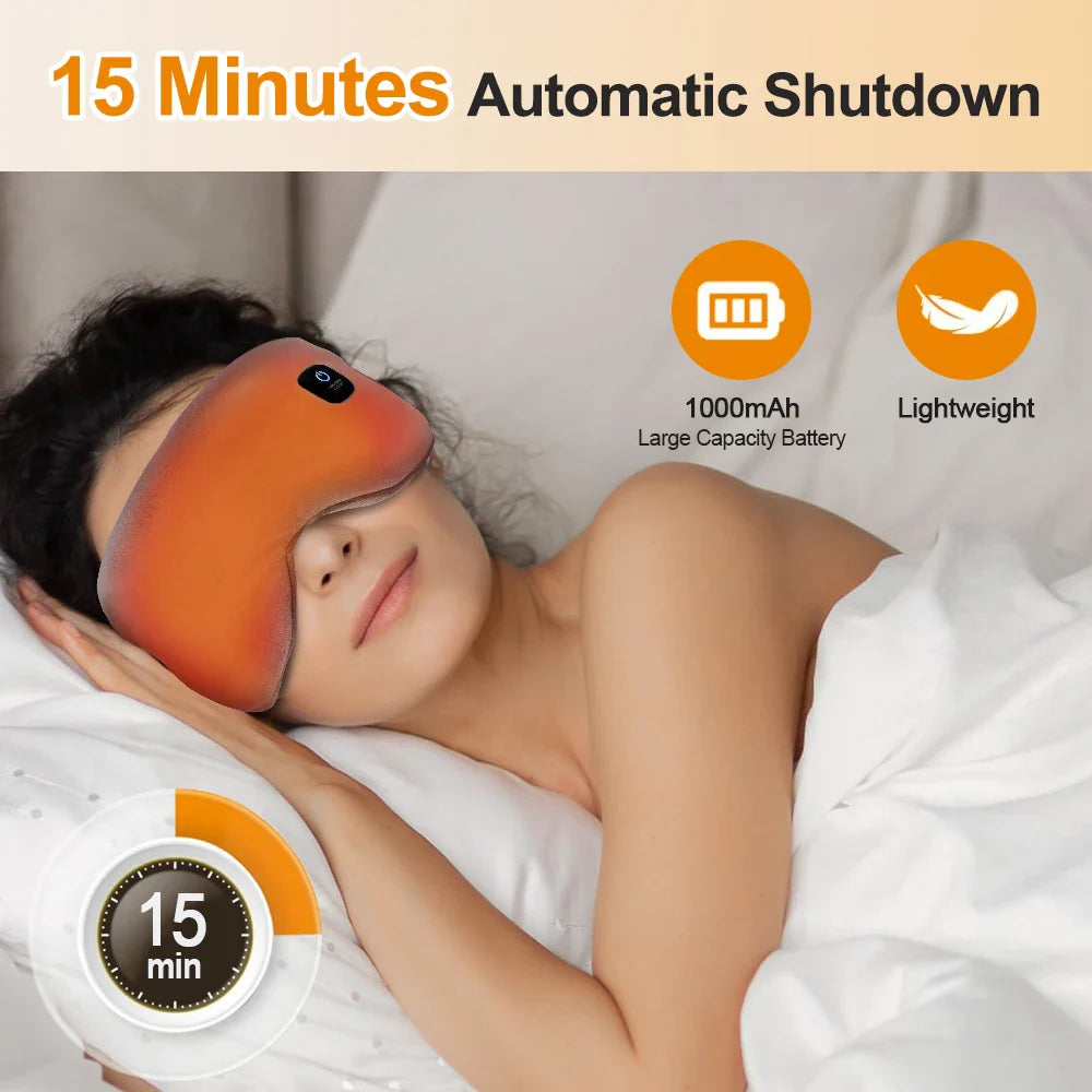PASTSKY Cordless Heated Eye Mask – 3 Levels Warm Compress, Smart Timing, Electric Relaxation Sleep Aid
