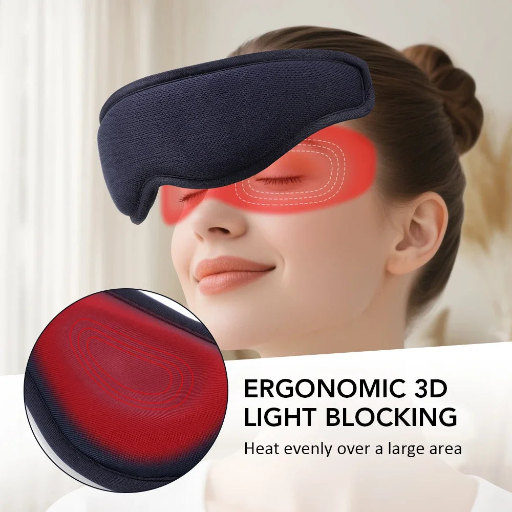 Hailicare 3D Electric Steam Eye Mask – 3-Level Heat, 5-Level Vibration Massage, Fatigue Relief