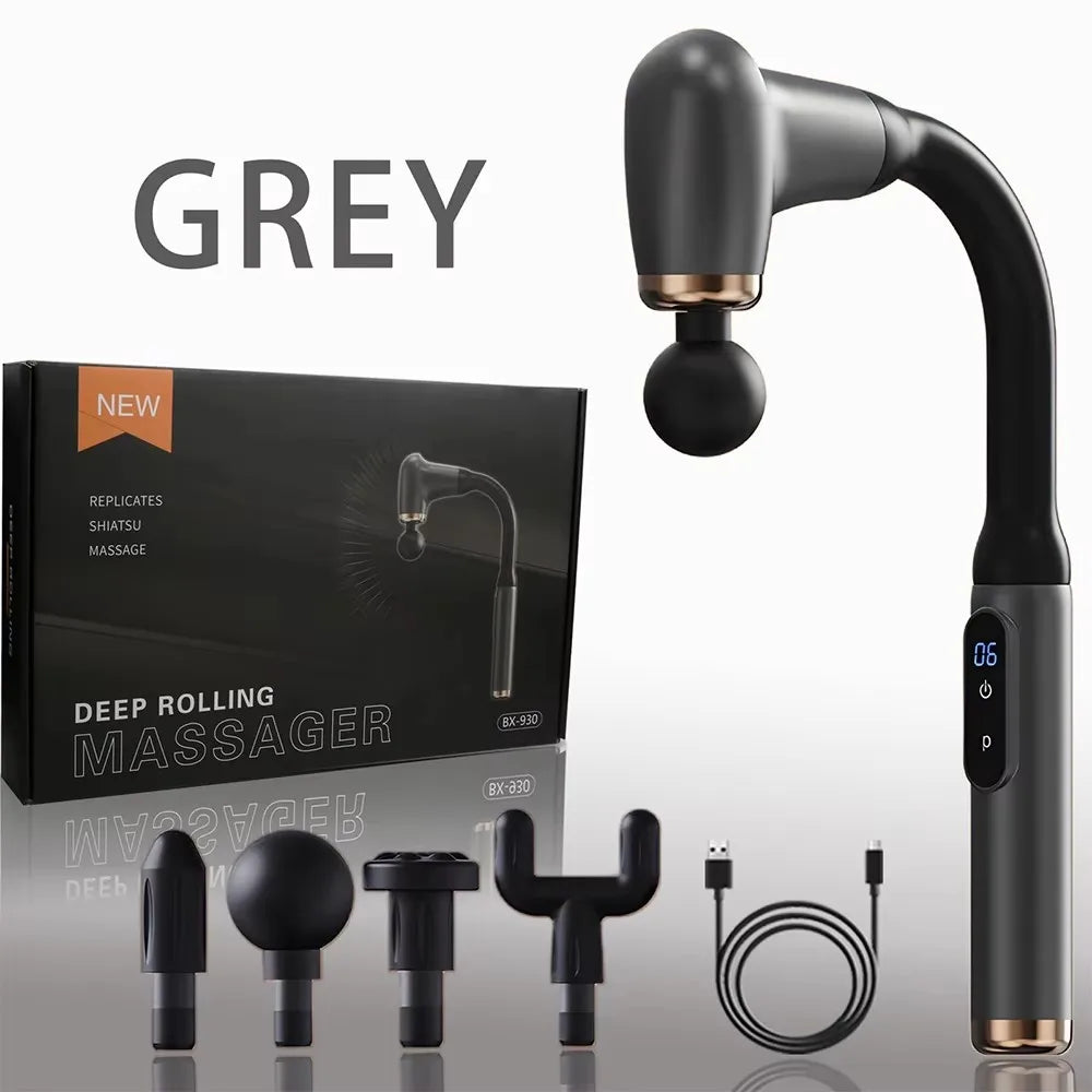 Selfika™ Professional Extended Grip Fascia Gun – 6-Speed Percussion Massager with 3 Modes & 4 Specialized Heads