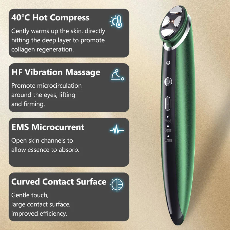 KEMOKO Red Light Facial & Eye Massager Wand – EMS, Heat, Vibration, USB Rechargeable Beauty Tool