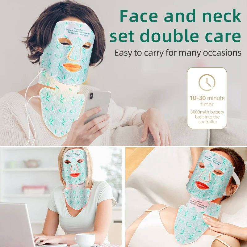 UBilli 8-Color + IR Silicone LED Face & Neck Mask – Light Therapy, Anti-Aging Appearance, Acne Control