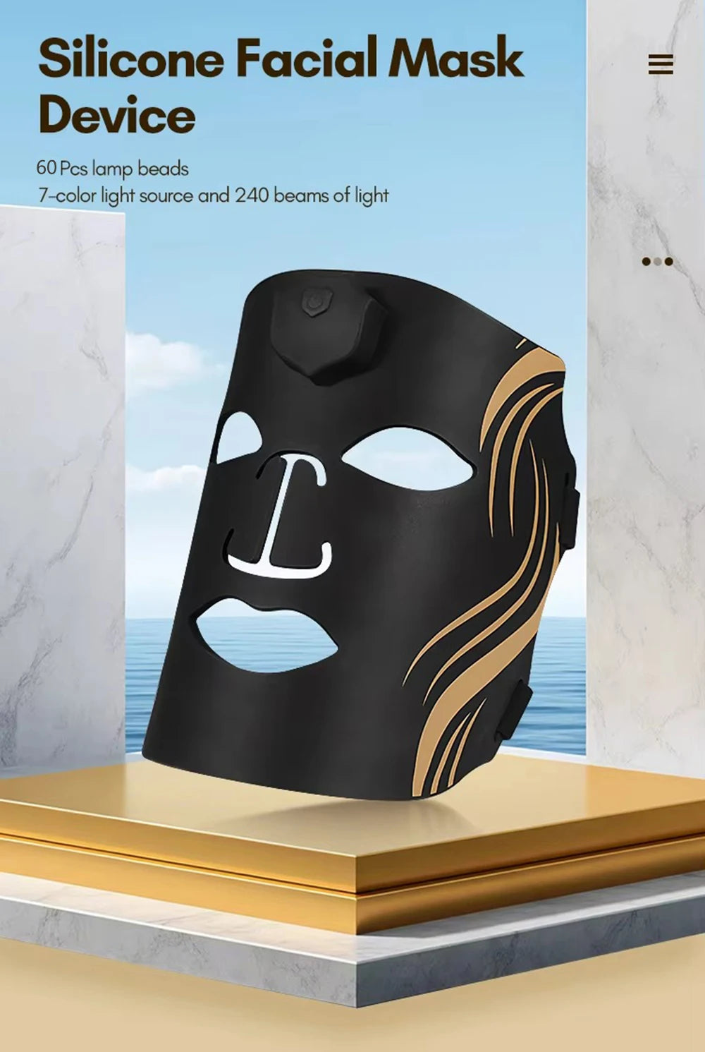 vilnason Silicone 7-Color LED Face Mask – Wireless, Red Light Therapy, Anti-Aging Appearance