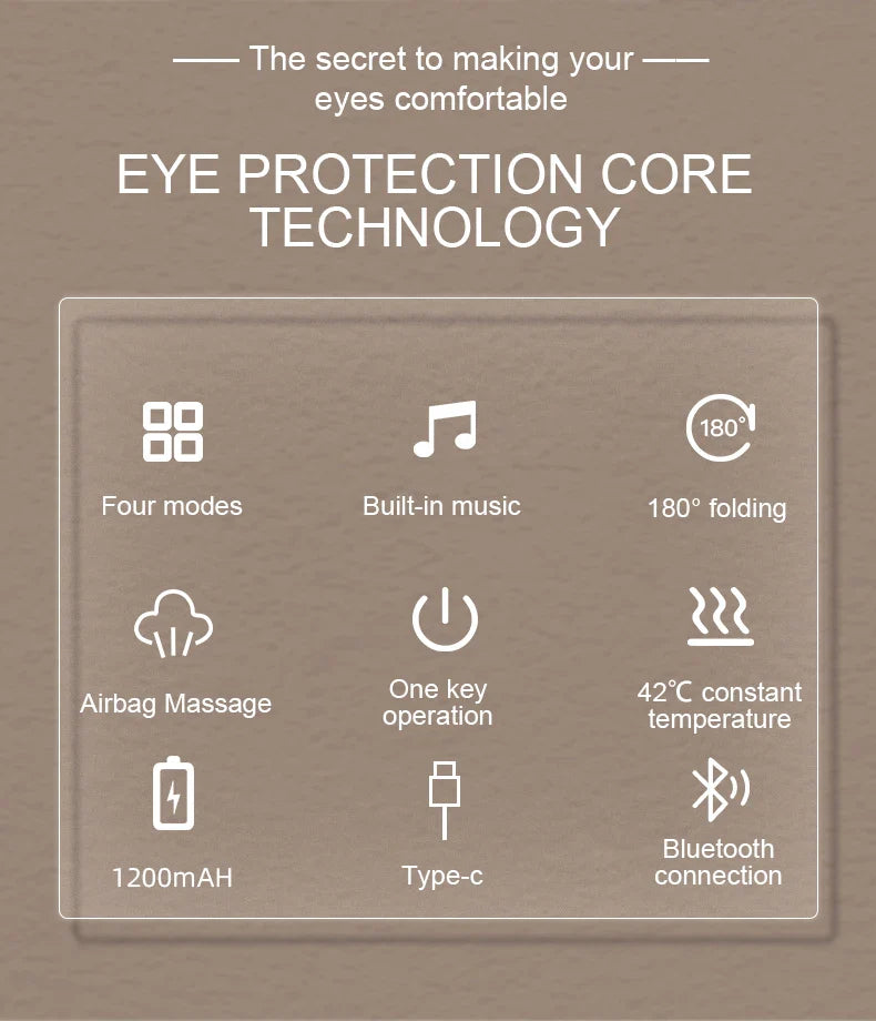 VIMYSHOW Portable Visible Eye Massager – Airbag Kneading, Hot Compress, Bluetooth Music Relaxation Sleep Mask