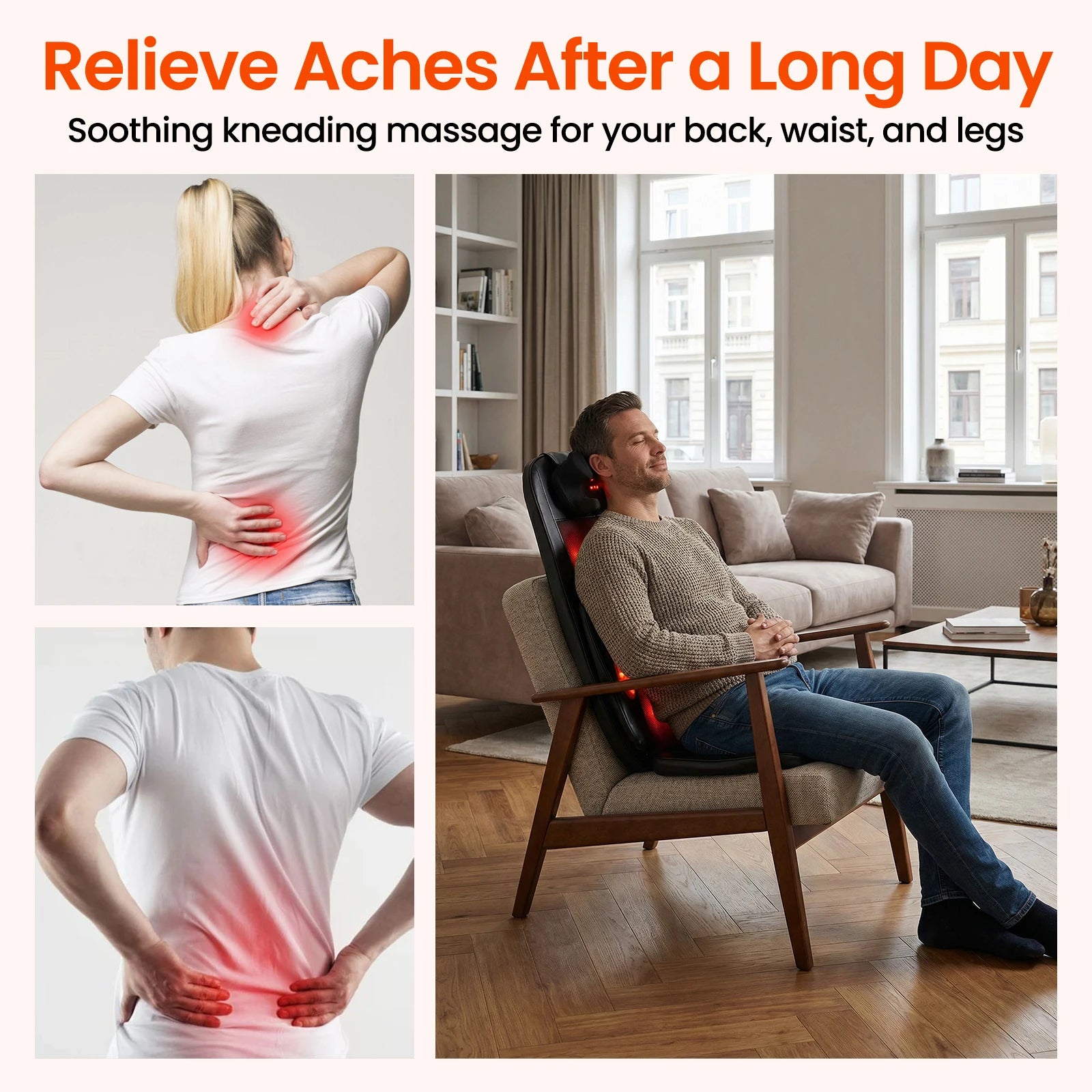 Selfika™ Full Back Massager Cushion with Heat