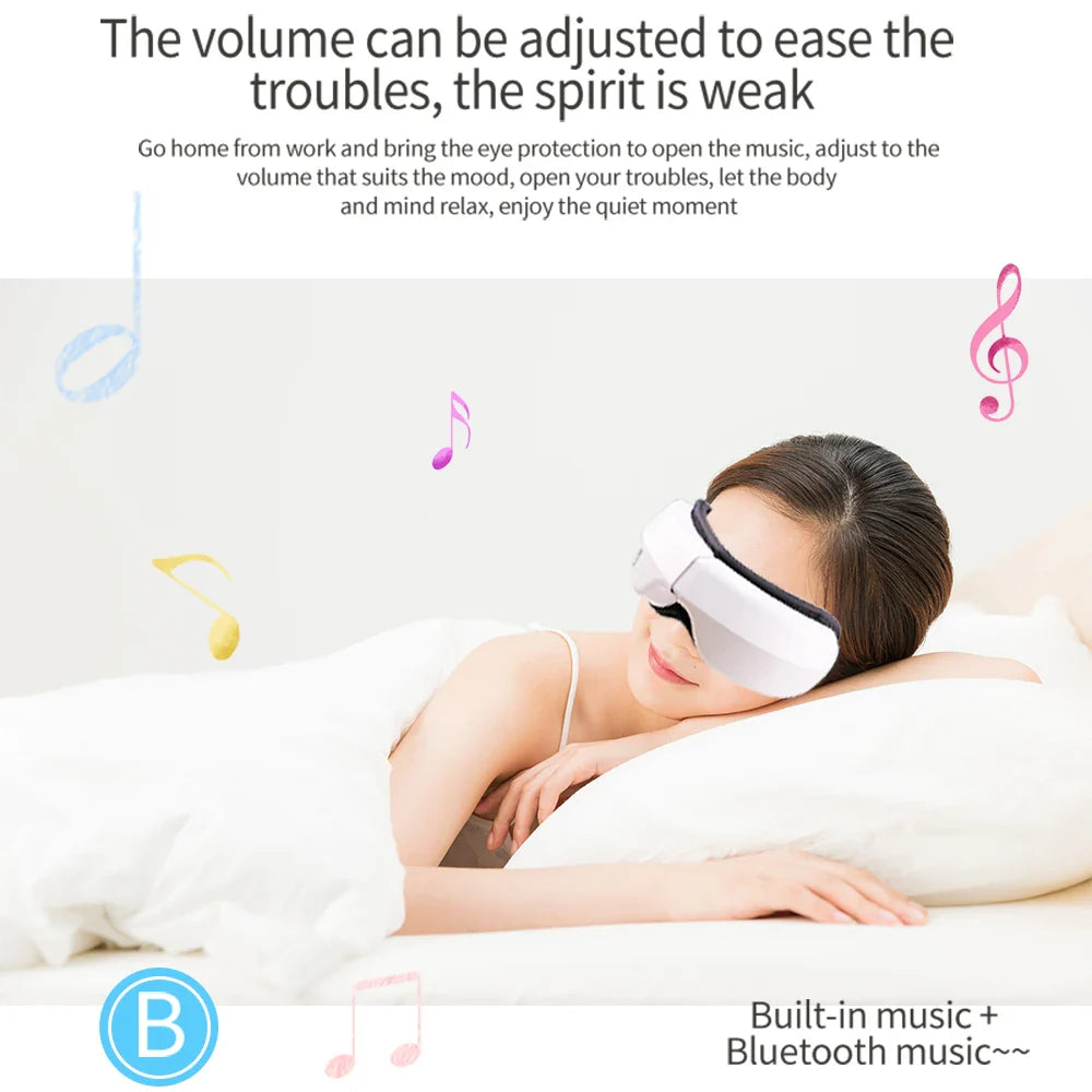 Raiuleko Smart Airbag Compression Eye Massager – Portable Vibration and Heat Relaxation Device with Bluetooth Music