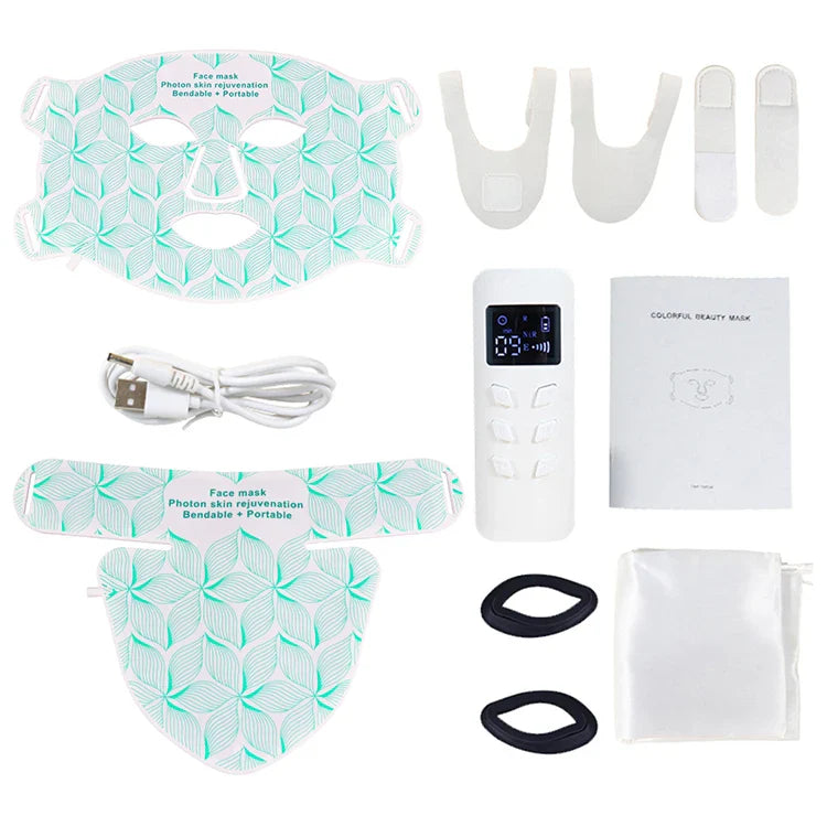 UBilli 8-Color + IR Silicone LED Face & Neck Mask – Light Therapy, Anti-Aging Appearance, Acne Control
