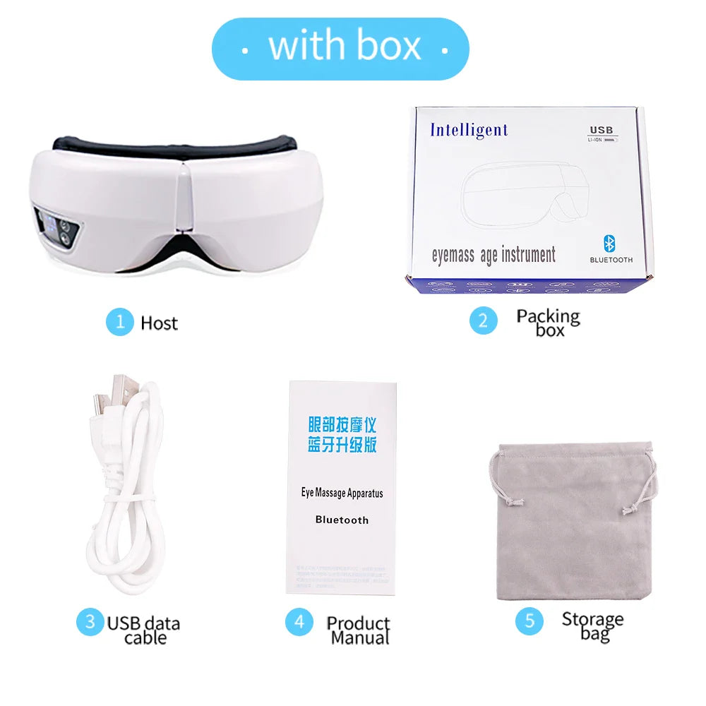 Raiuleko Smart Airbag Compression Eye Massager – Portable Vibration and Heat Relaxation Device with Bluetooth Music