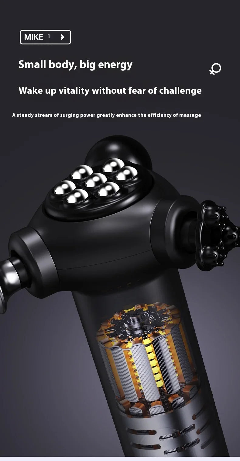 Selfika™ 3-Head Multifunctional Fascia Gun – Magnetic Bead Abdominal & Full Body Massager with 5-Speed Frequency Conversion
