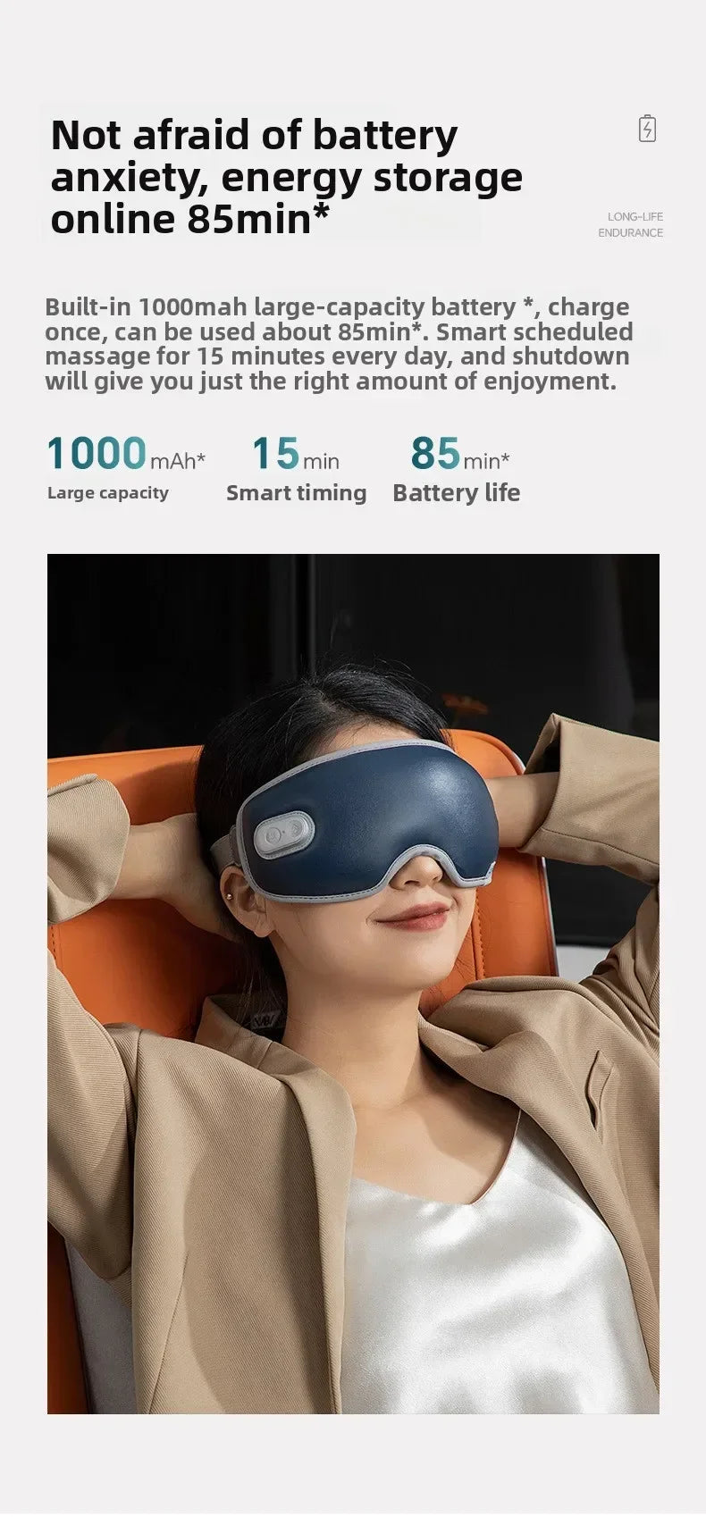 CAMMUO Electric Heated Eye Massager with 7 Massage Modes and Hot Compress for Relaxation