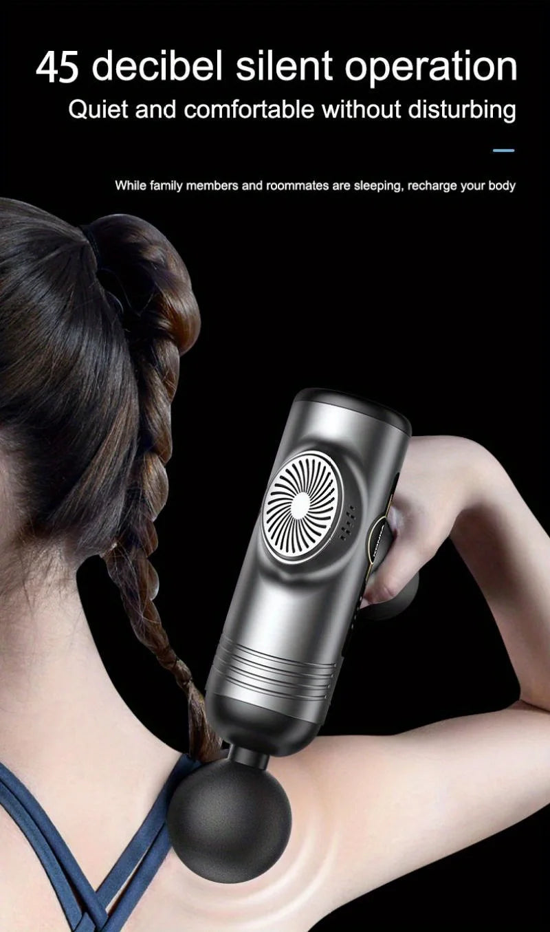 Selfika™ Portable LED Touch Screen Fascia Gun – Deep Tissue Percussion Massager with 4 Replaceable Heads for Muscle Recovery