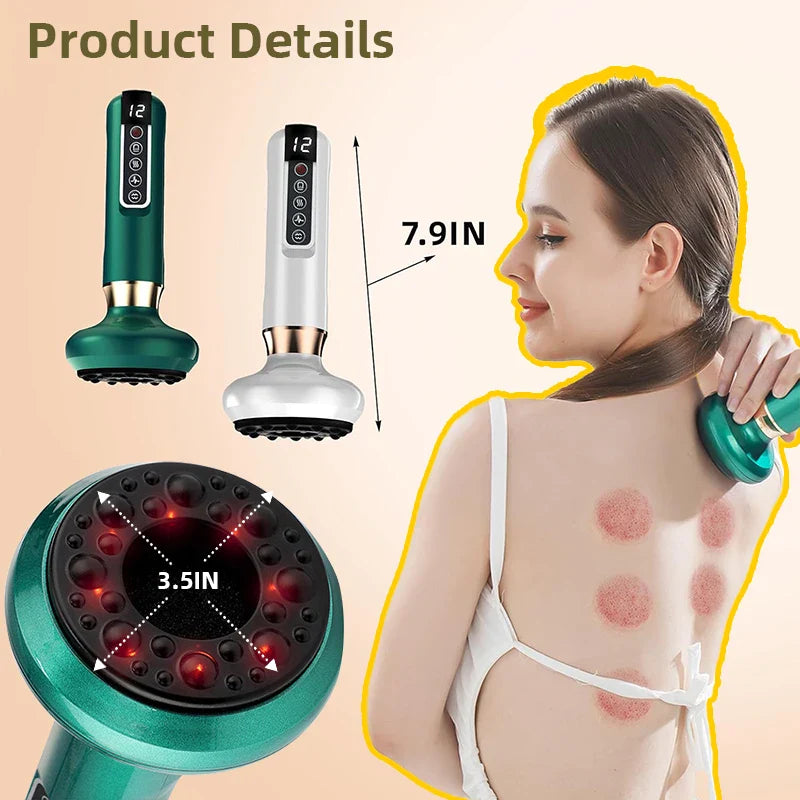 KEMOKO Electric Cupping & Gua Sha Massager – Vacuum Suction, Infrared Heat, 12-Level Adjustable