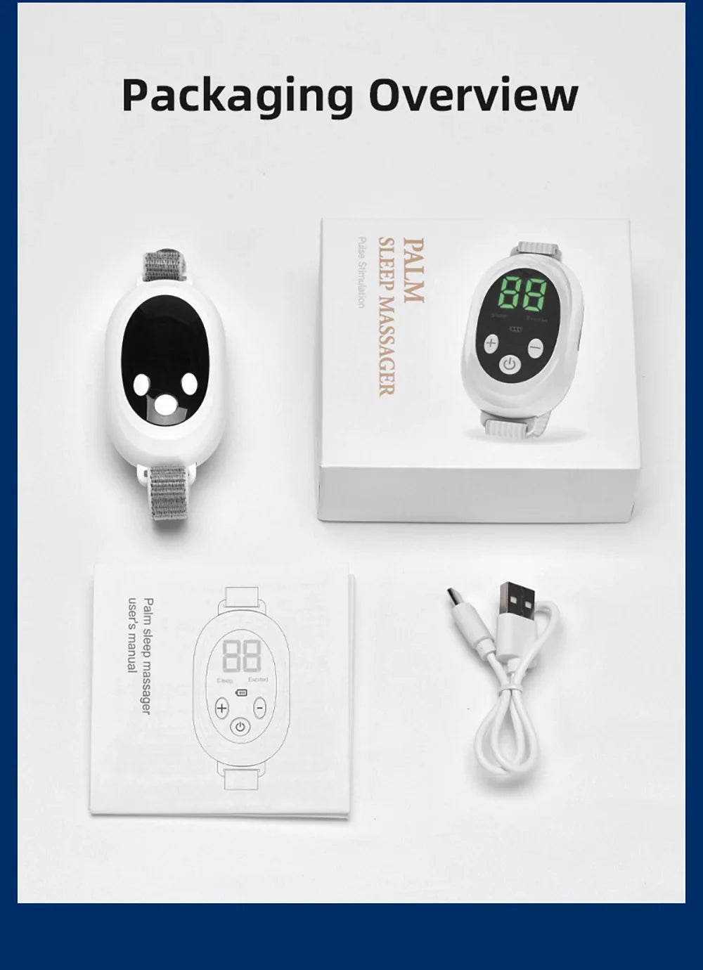Generic Microcurrent/EMS Sleep Aid Device – Palm Pulse Massager, Handheld Relaxation Helper