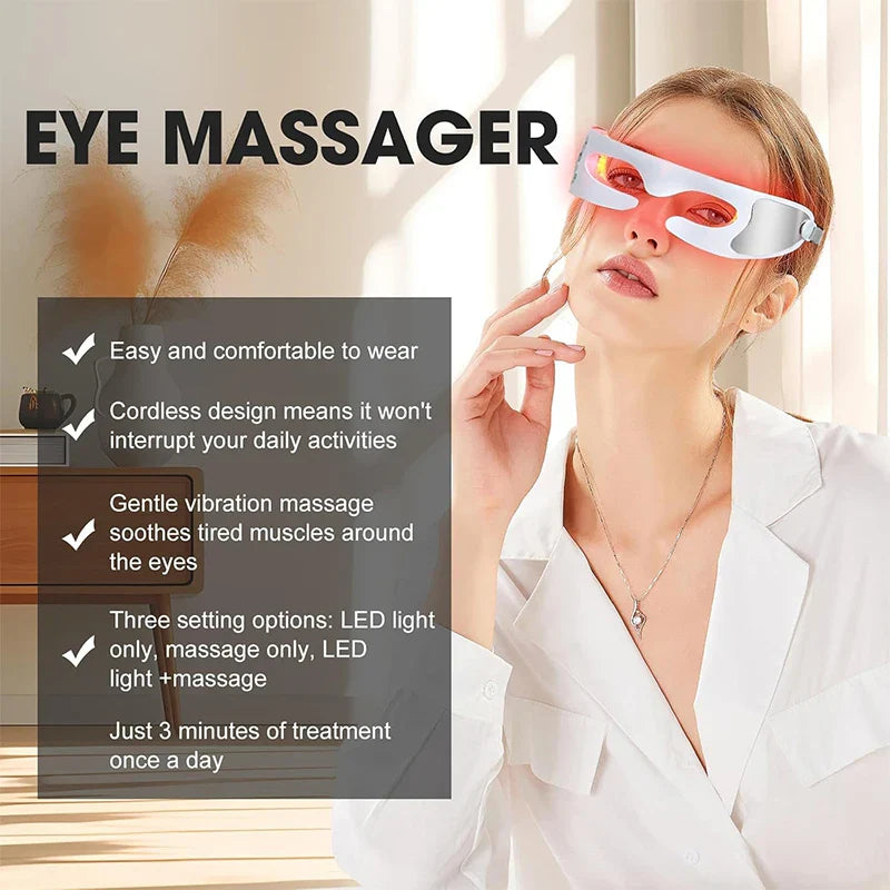 KEMOKO Electric Eye Massager Glasses – LED Light, Vibration, Fatigue Relief, Dark Circle Appearance