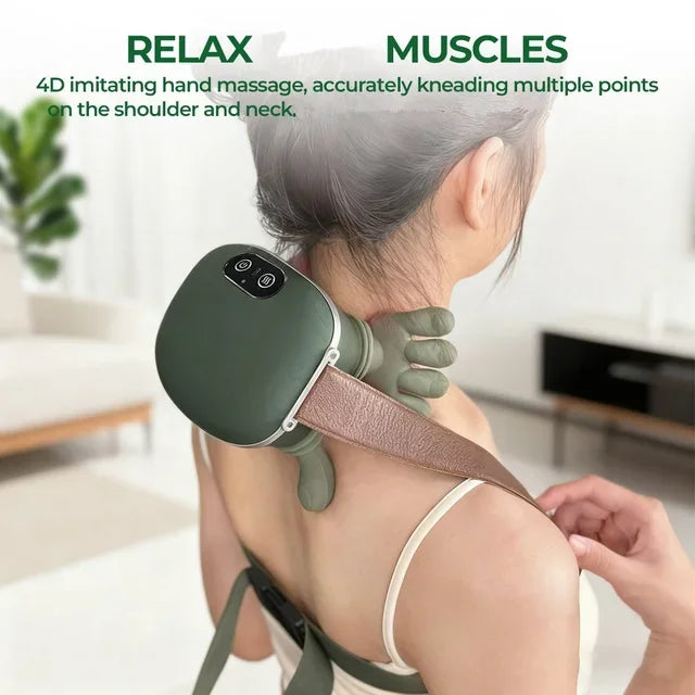 Selfika Wireless Finger-Simulated Neck and Shoulder Massager with Brushless Motor & Heat