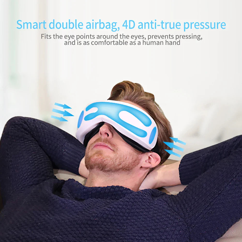 Raiuleko Smart Airbag Compression Eye Massager – Portable Vibration and Heat Relaxation Device with Bluetooth Music