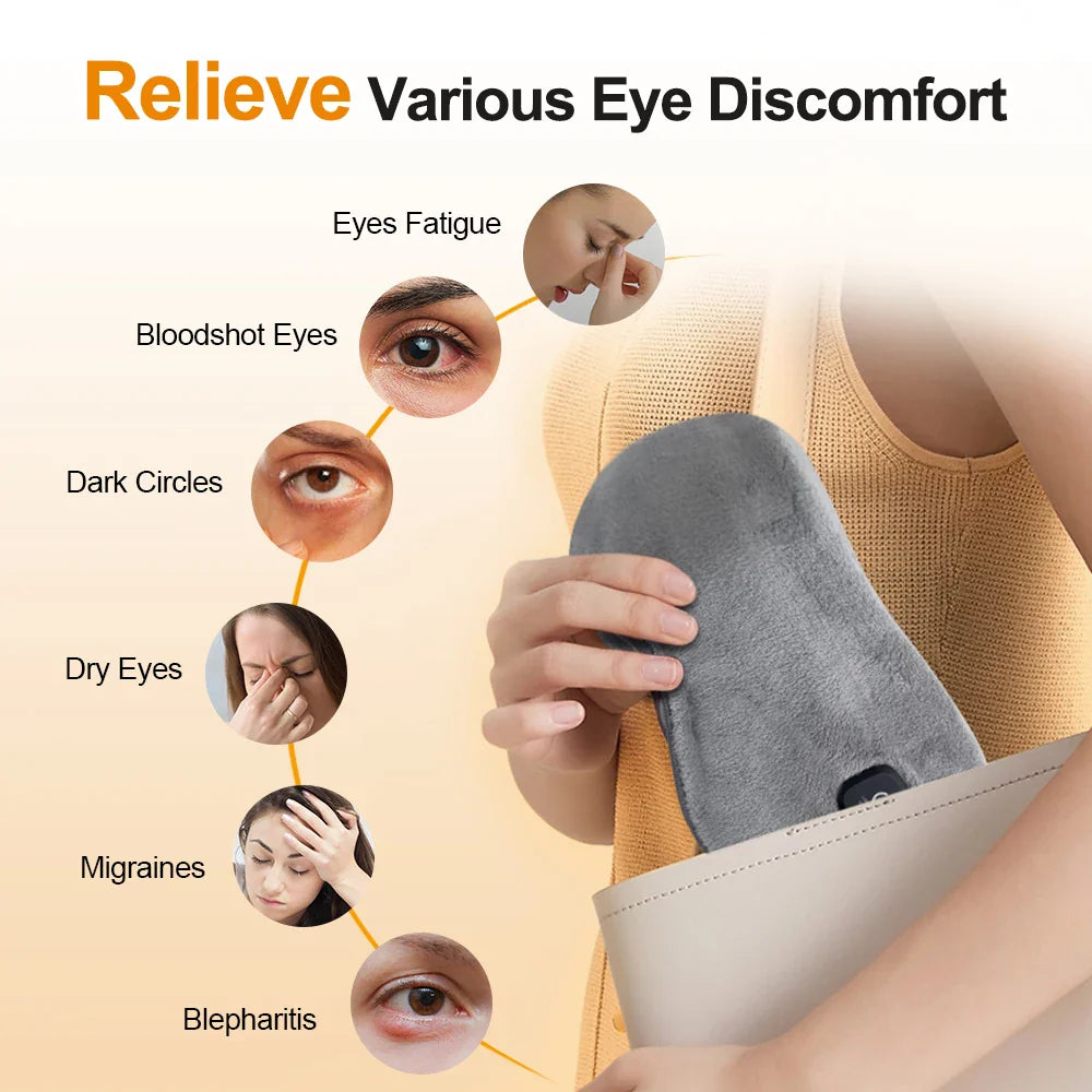 PASTSKY Cordless Heated Eye Mask – 3 Levels Warm Compress, Smart Timing, Electric Relaxation Sleep Aid