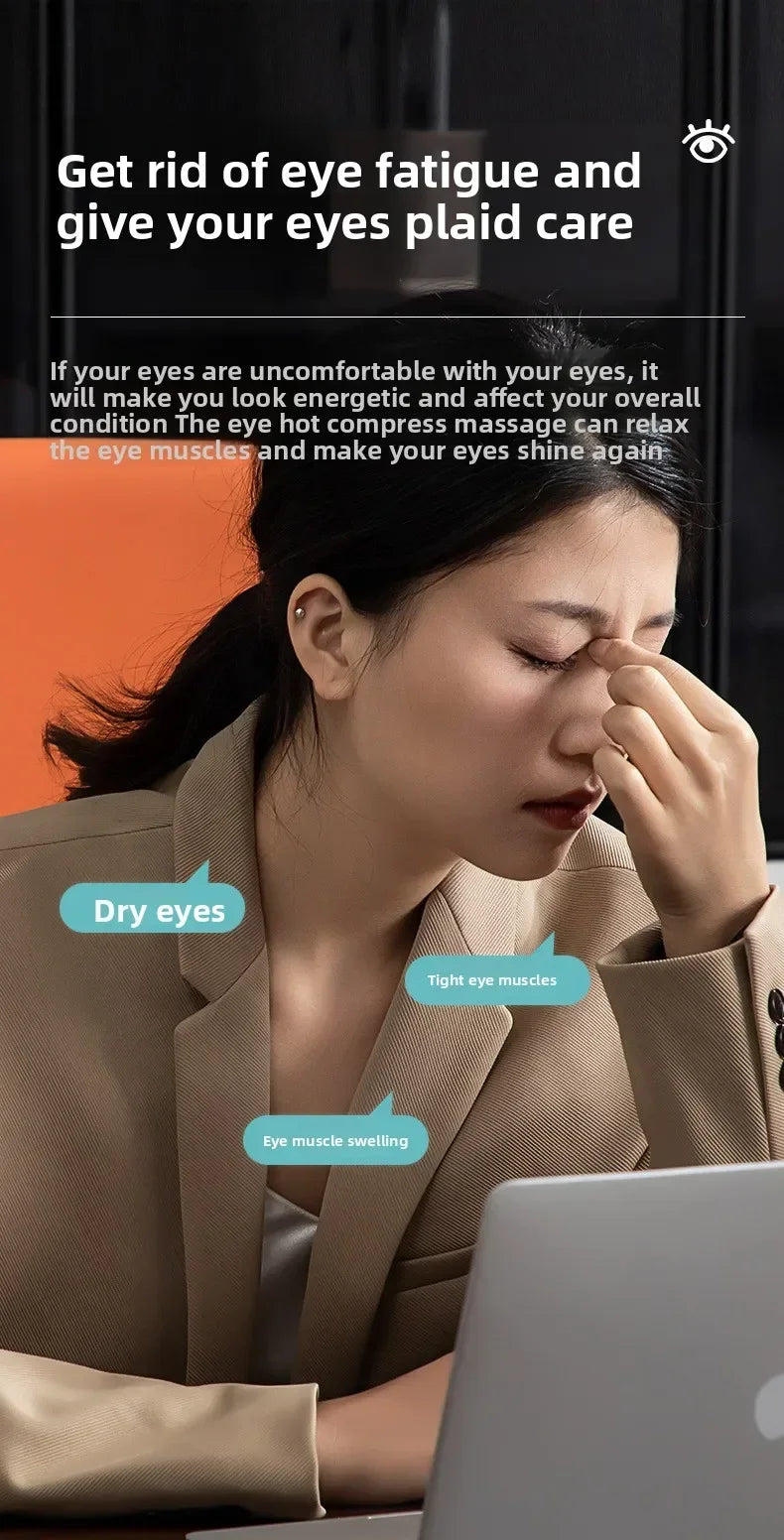 CAMMUO Electric Heated Eye Massager with 7 Massage Modes and Hot Compress for Relaxation