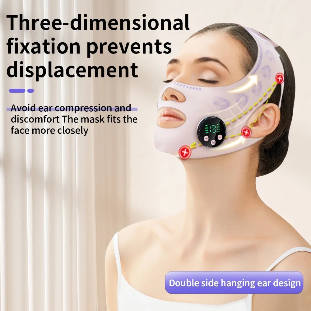 BINZIM EMS Facial Slimming Strap & Lifting Mask – Reduce Double Chin Appearance, USB Rechargeable