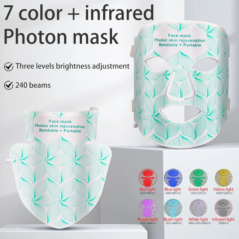 UBilli 8-Color + IR Silicone LED Face & Neck Mask – Light Therapy, Anti-Aging Appearance, Acne Control